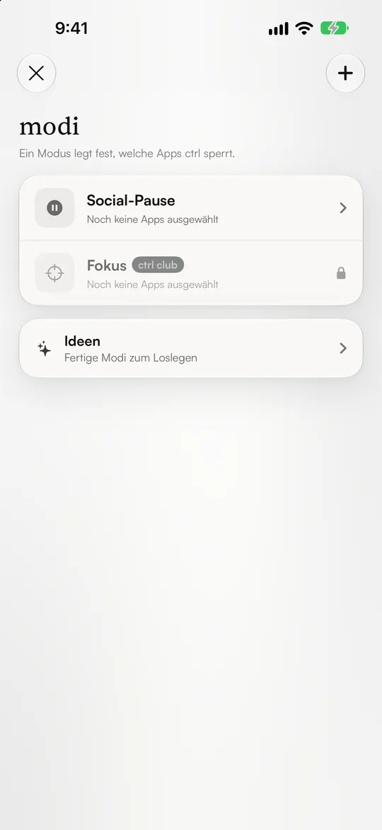 ctrl: modes like Social Break and Focus that decide which apps are blocked